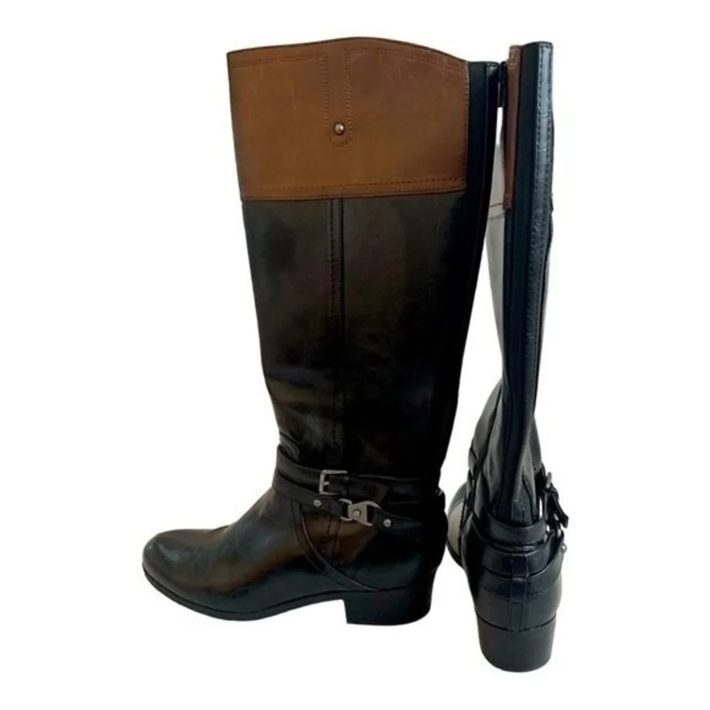 Women’s Boots UNISA Tereza Wide Calf Western Boots Brown Black Zip Side Riding